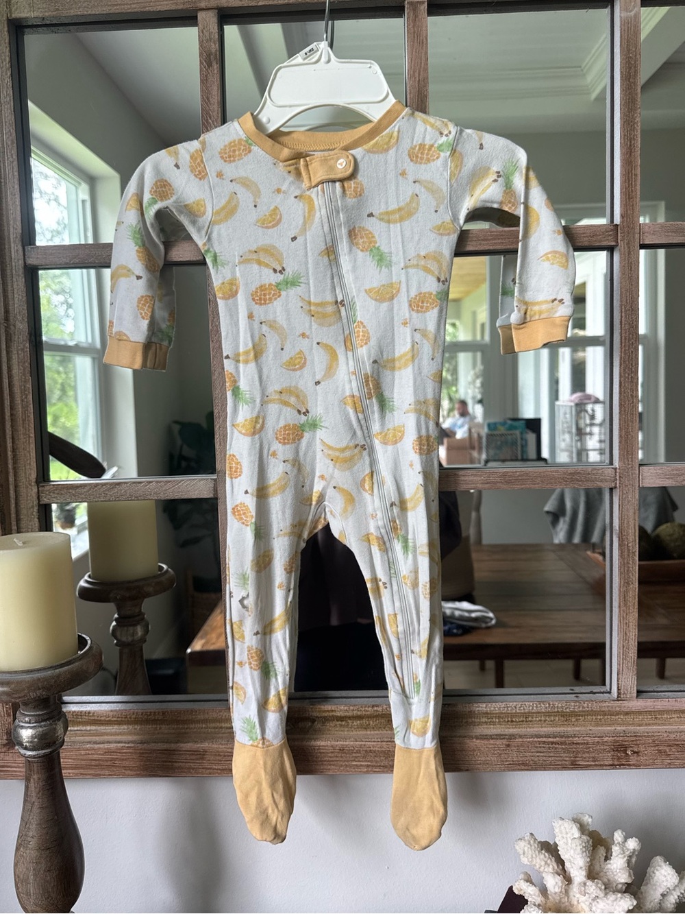 Burts Bee’s Baby Yellow Pineapple & Banana Print Footed One-Piece